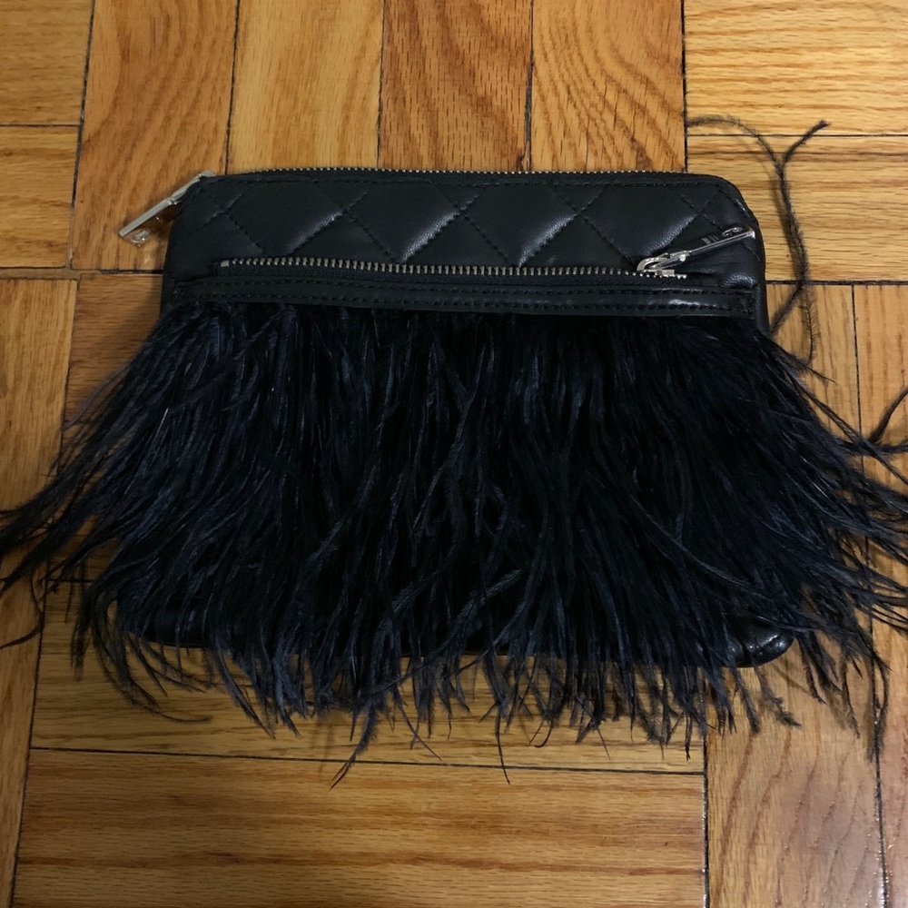 DKNY feather clutch